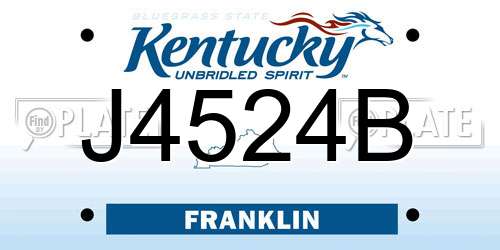 J4524B Kentucky License Plate