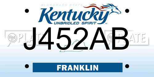 J452AB Kentucky License Plate