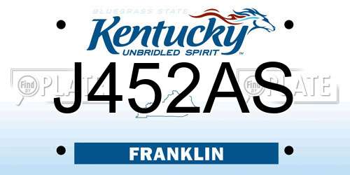 J452AS Kentucky License Plate