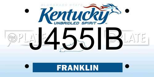 J455IB Kentucky License Plate