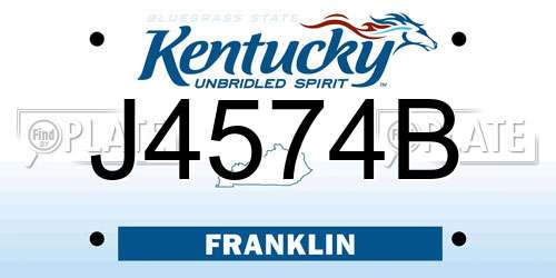 J4574B Kentucky License Plate