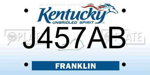 J457AB Kentucky License Plate
