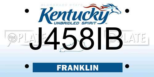 J458IB Kentucky License Plate