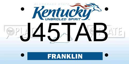 J45TAB Kentucky License Plate