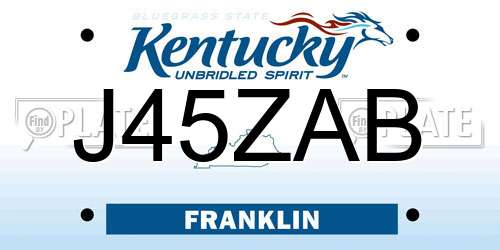 J45ZAB Kentucky License Plate