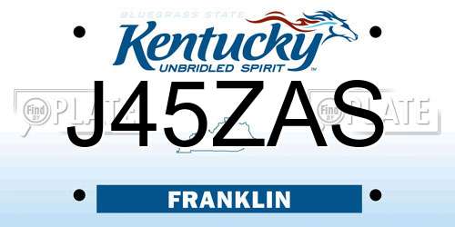 J45ZAS Kentucky License Plate