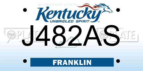 J482AS Kentucky License Plate