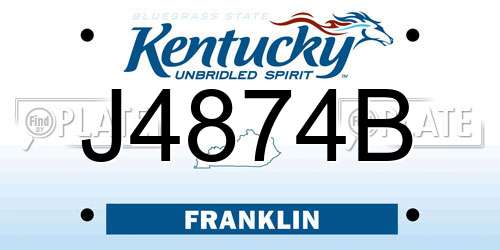 J4874B Kentucky License Plate