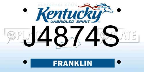 J4874S Kentucky License Plate