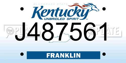 J487561 Kentucky License Plate