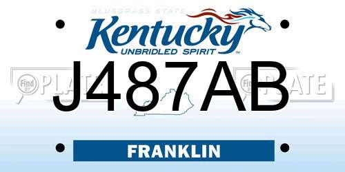 J487AB Kentucky License Plate