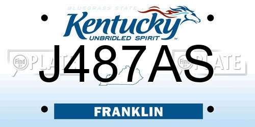 J487AS Kentucky License Plate