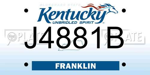 J4881B Kentucky License Plate