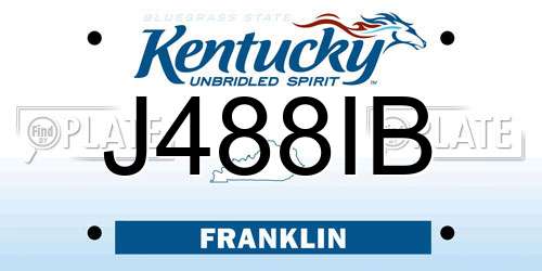 J488IB Kentucky License Plate