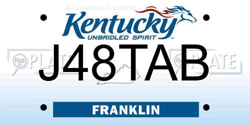 J48TAB Kentucky License Plate