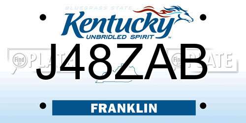 J48ZAB Kentucky License Plate