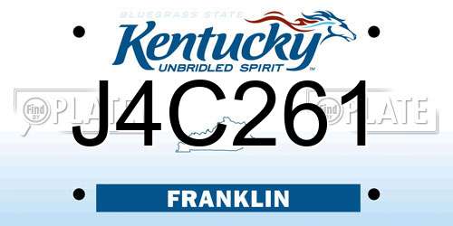 J4C261 Kentucky License Plate
