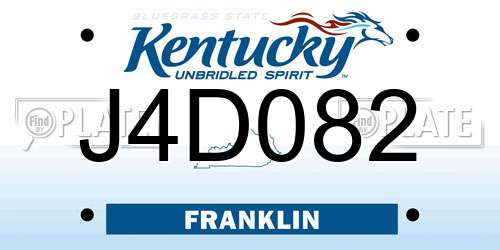 J4D082 Kentucky License Plate
