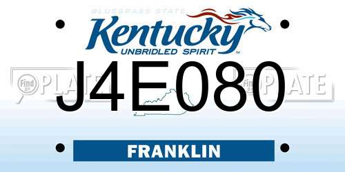 J4E080 Kentucky License Plate