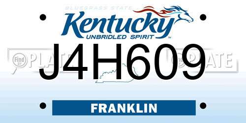 J4H609 Kentucky License Plate
