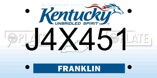 J4X451 Kentucky License Plate