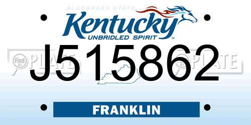 J515862 Kentucky License Plate