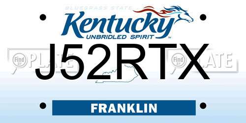 J52RTX Kentucky License Plate