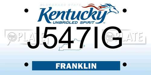 J547IG Kentucky License Plate