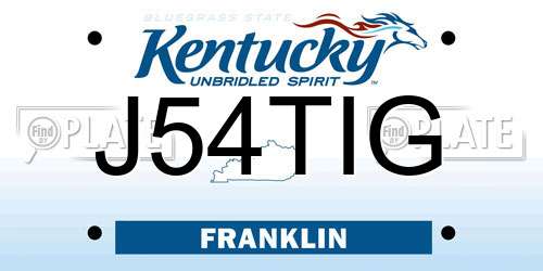 J54TIG Kentucky License Plate