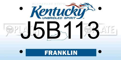 J5B113 Kentucky License Plate