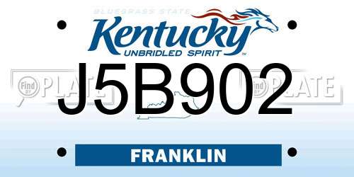 J5B902 Kentucky License Plate