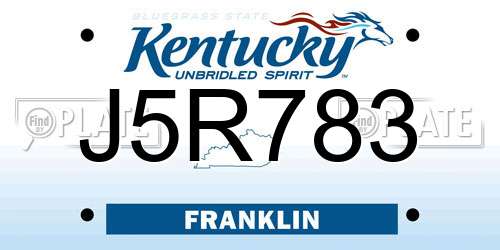 J5R783 Kentucky License Plate
