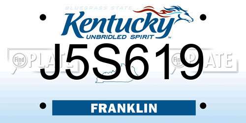 J5S619 Kentucky License Plate