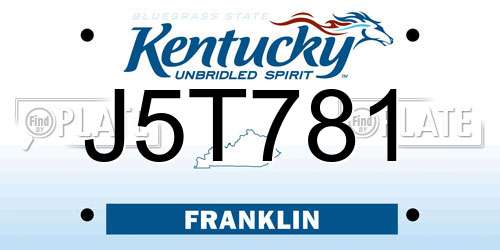 J5T781 Kentucky License Plate