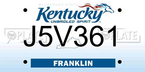 J5V361 Kentucky License Plate