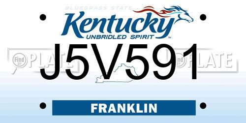 J5V591 Kentucky License Plate