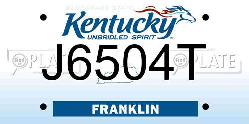J6504T Kentucky License Plate