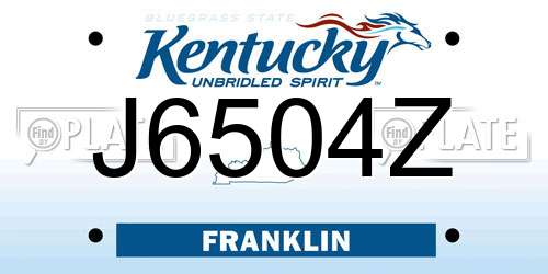 J6504Z Kentucky License Plate