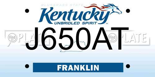 J650AT Kentucky License Plate