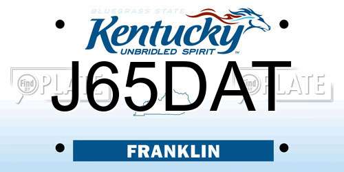J65DAT Kentucky License Plate