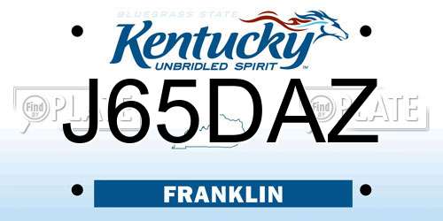 J65DAZ Kentucky License Plate