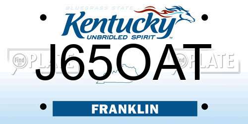 J65OAT Kentucky License Plate