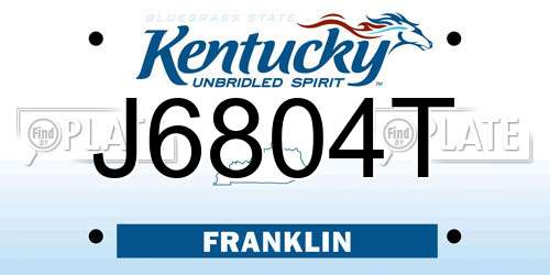J6804T Kentucky License Plate