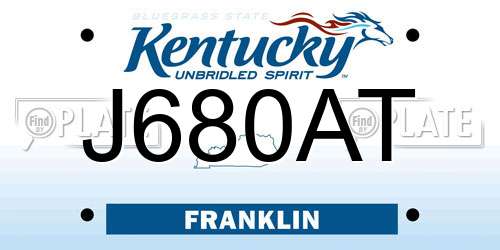 J680AT Kentucky License Plate