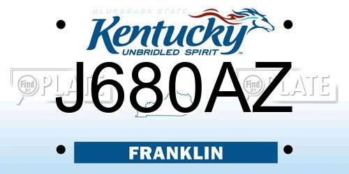 J680AZ Kentucky License Plate
