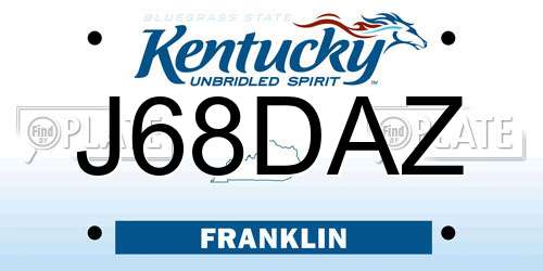 J68DAZ Kentucky License Plate