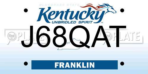 J68QAT Kentucky License Plate
