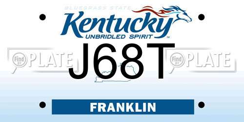 J68T Kentucky License Plate
