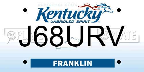 J68URV Kentucky License Plate