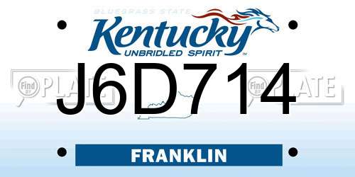 J6D714 Kentucky License Plate